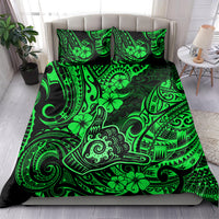 Hawaii Shaka Sign Bedding Set With Polynesian Hibiscus Green Unique - Wonder Print Shop
