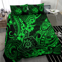Hawaii Shaka Sign Bedding Set With Polynesian Hibiscus Green Unique - Wonder Print Shop