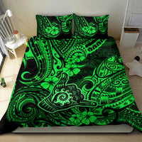 Hawaii Shaka Sign Bedding Set With Polynesian Hibiscus Green Unique - Wonder Print Shop