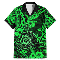 Hawaii Shaka Sign Family Matching Mermaid Dress and Hawaiian Shirt With Polynesian Hibiscus Green Unique - Wonder Print Shop