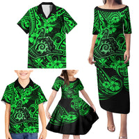 Hawaii Shaka Sign Family Matching Puletasi Dress and Hawaiian Shirt With Polynesian Hibiscus Green Unique - Wonder Print Shop
