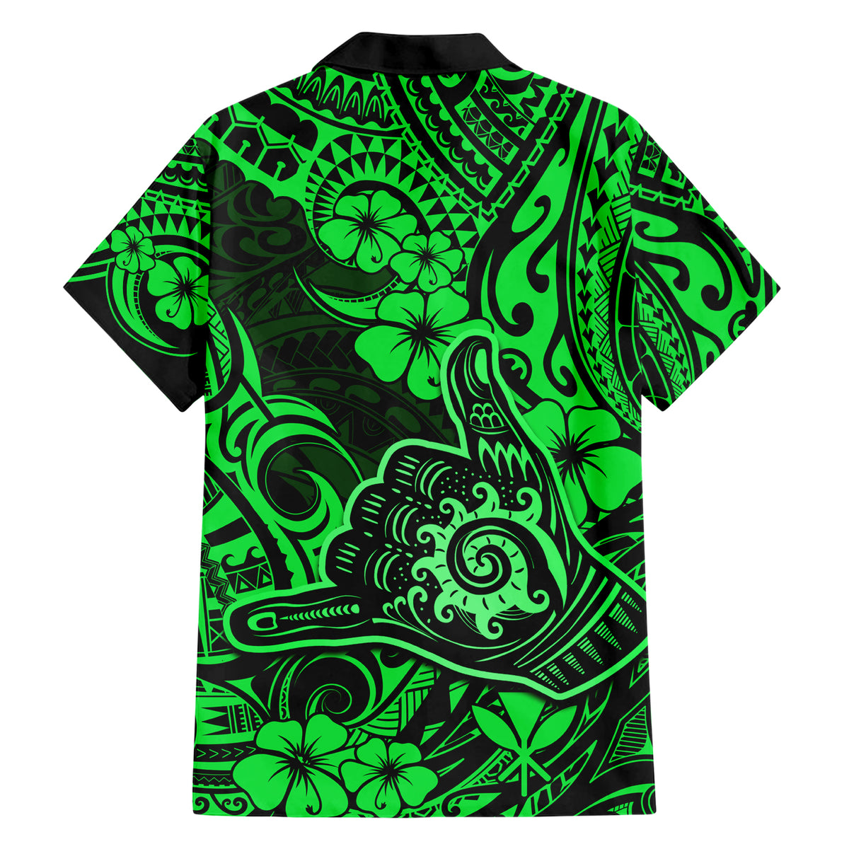 Hawaii Shaka Sign Hawaiian Shirt With Polynesian Hibiscus Green Unique - Wonder Print Shop