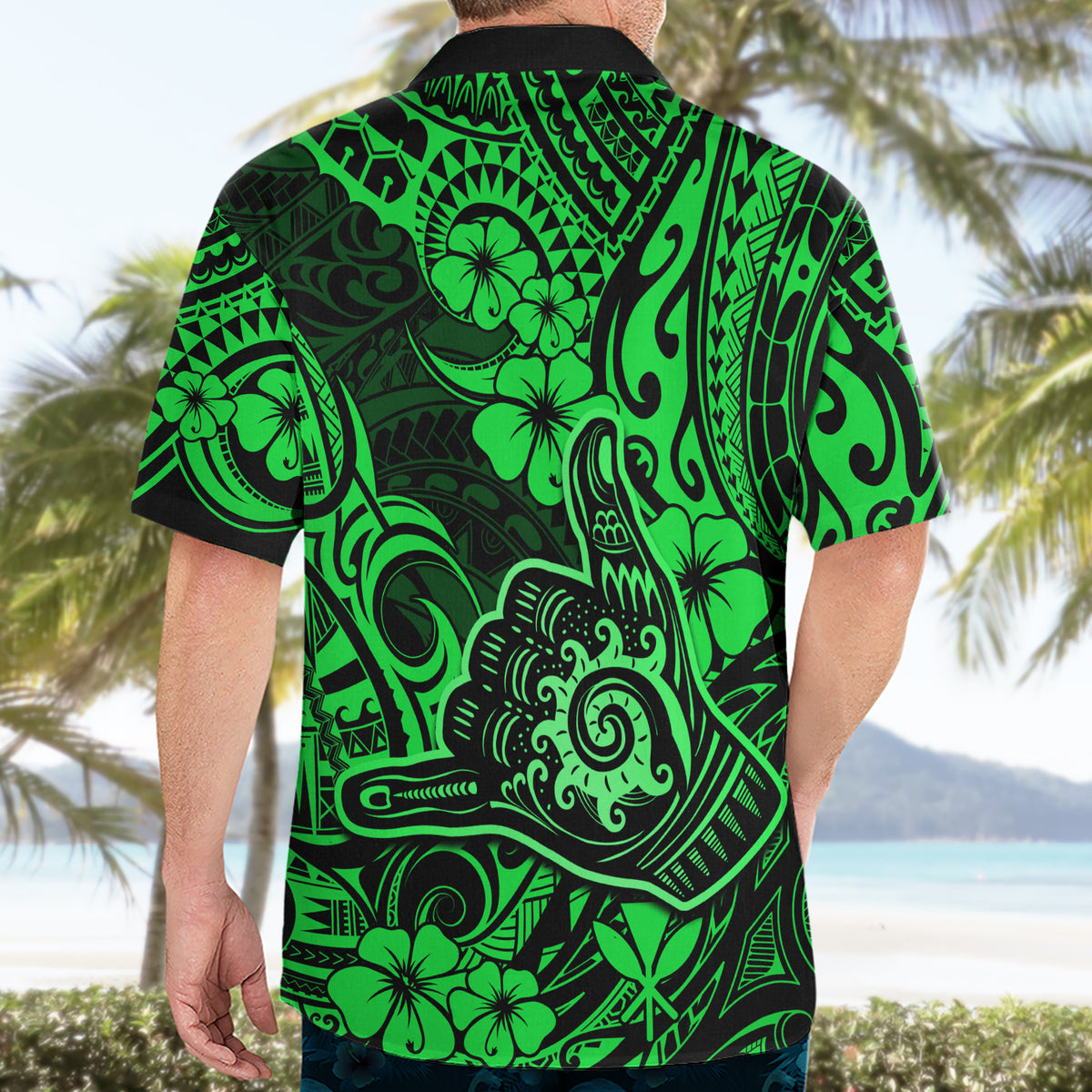 Hawaii Shaka Sign Hawaiian Shirt With Polynesian Hibiscus Green Unique - Wonder Print Shop