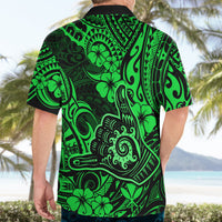 Hawaii Shaka Sign Hawaiian Shirt With Polynesian Hibiscus Green Unique - Wonder Print Shop