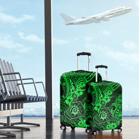 Hawaii Shaka Sign Luggage Cover With Polynesian Hibiscus Green Unique - Wonder Print Shop
