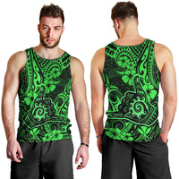 Hawaii Shaka Sign Men Tank Top With Polynesian Hibiscus Green Unique - Wonder Print Shop