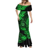 Hawaii Shaka Sign Mermaid Dress With Polynesian Hibiscus Green Unique - Wonder Print Shop