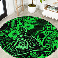 hawaii-shaka-sign-round-carpet-with-polynesian-hibiscus-green-unique