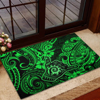 Hawaii Shaka Sign Rubber Doormat With Polynesian Hibiscus Green Unique - Wonder Print Shop