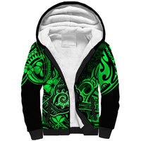 Hawaii Shaka Sign Sherpa Hoodie With Polynesian Hibiscus Green Unique - Wonder Print Shop