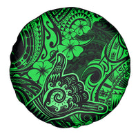 Hawaii Shaka Sign Spare Tire Cover With Polynesian Hibiscus Green Unique - Wonder Print Shop