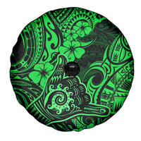 Hawaii Shaka Sign Spare Tire Cover With Polynesian Hibiscus Green Unique - Wonder Print Shop