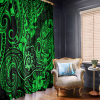 Hawaii Shaka Sign Window Curtain With Polynesian Hibiscus Green Unique - Wonder Print Shop