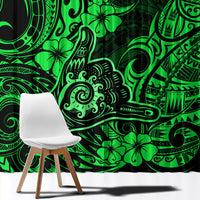 Hawaii Shaka Sign Window Curtain With Polynesian Hibiscus Green Unique - Wonder Print Shop