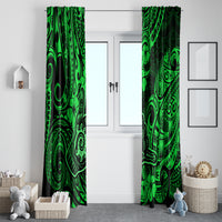 Hawaii Shaka Sign Window Curtain With Polynesian Hibiscus Green Unique - Wonder Print Shop