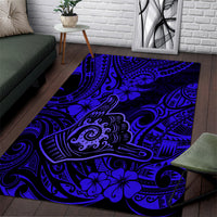 Hawaii Shaka Sign Area Rug With Polynesian Hibiscus Navy Blue Unique - Wonder Print Shop