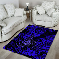 Hawaii Shaka Sign Area Rug With Polynesian Hibiscus Navy Blue Unique - Wonder Print Shop