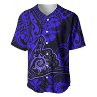 Hawaii Shaka Sign Baseball Jersey With Polynesian Hibiscus Navy Blue Unique - Wonder Print Shop