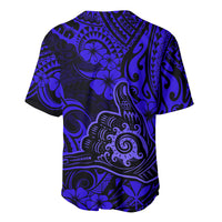 Hawaii Shaka Sign Baseball Jersey With Polynesian Hibiscus Navy Blue Unique - Wonder Print Shop