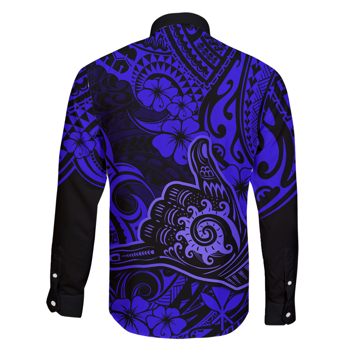 Hawaii Shaka Sign Family Matching Puletasi Dress and Hawaiian Shirt With Polynesian Hibiscus Navy Blue Unique - Wonder Print Shop