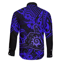 Hawaii Shaka Sign Family Matching Short Sleeve Bodycon Dress and Hawaiian Shirt With Polynesian Hibiscus Navy Blue Unique - Wonder Print Shop