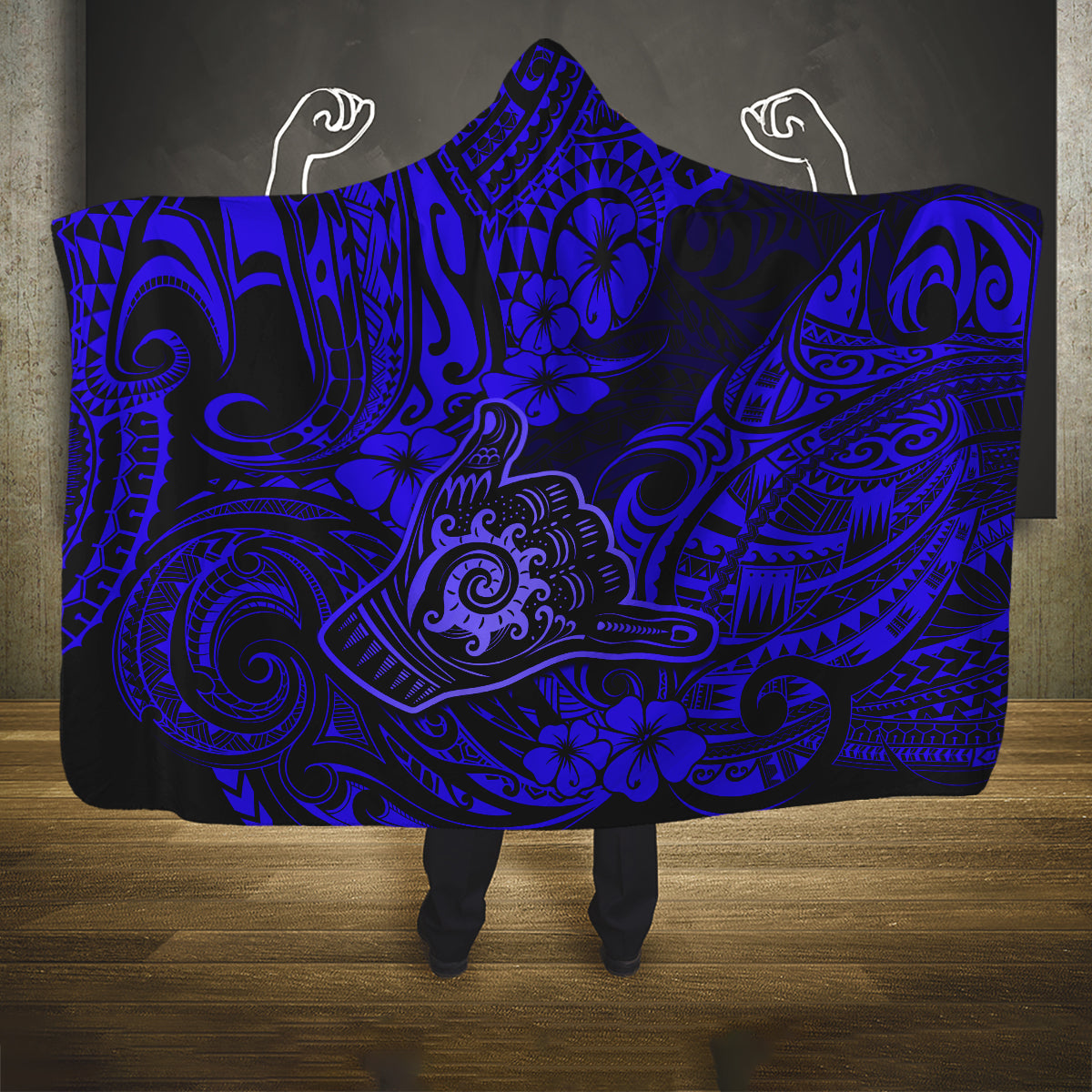 hawaii-shaka-sign-hooded-blanket-with-polynesian-hibiscus-navy-blue-unique