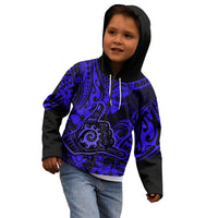 Hawaii Shaka Sign Kid Hoodie With Polynesian Hibiscus Navy Blue Unique - Wonder Print Shop