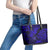 Hawaii Shaka Sign Leather Tote Bag With Polynesian Hibiscus Navy Blue Unique - Wonder Print Shop