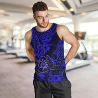 Hawaii Shaka Sign Men Tank Top With Polynesian Hibiscus Navy Blue Unique - Wonder Print Shop