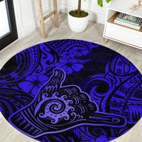hawaii-shaka-sign-round-carpet-with-polynesian-hibiscus-navy-blue-unique