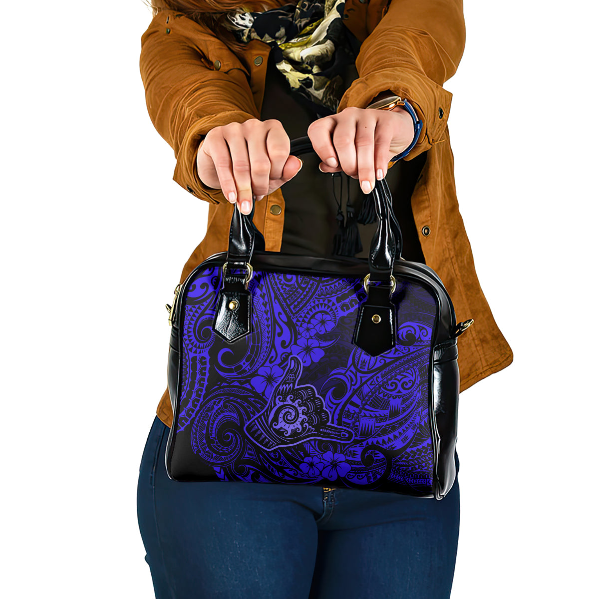 hawaii-shaka-sign-shoulder-handbag-with-polynesian-hibiscus-navy-blue-unique