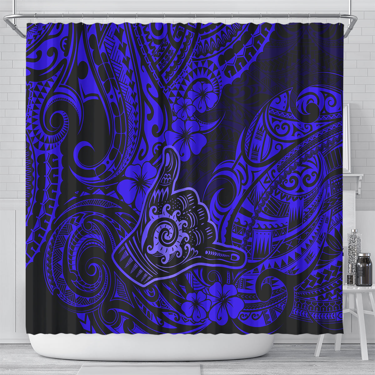 hawaii-shaka-sign-shower-curtain-with-polynesian-hibiscus-navy-blue-unique