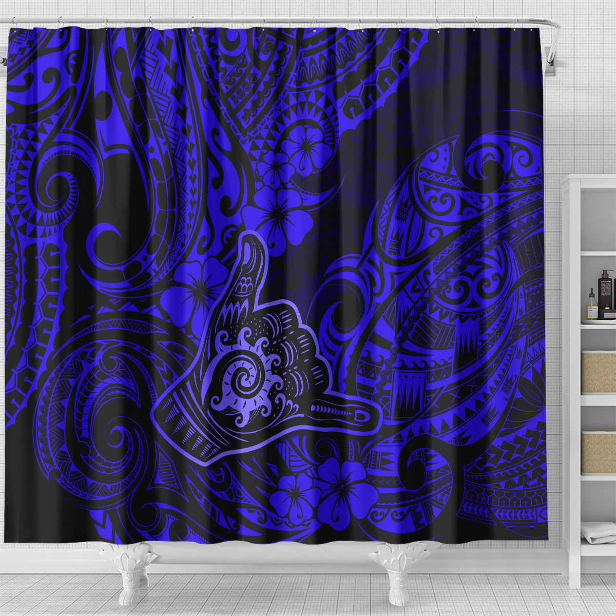 hawaii-shaka-sign-shower-curtain-with-polynesian-hibiscus-navy-blue-unique
