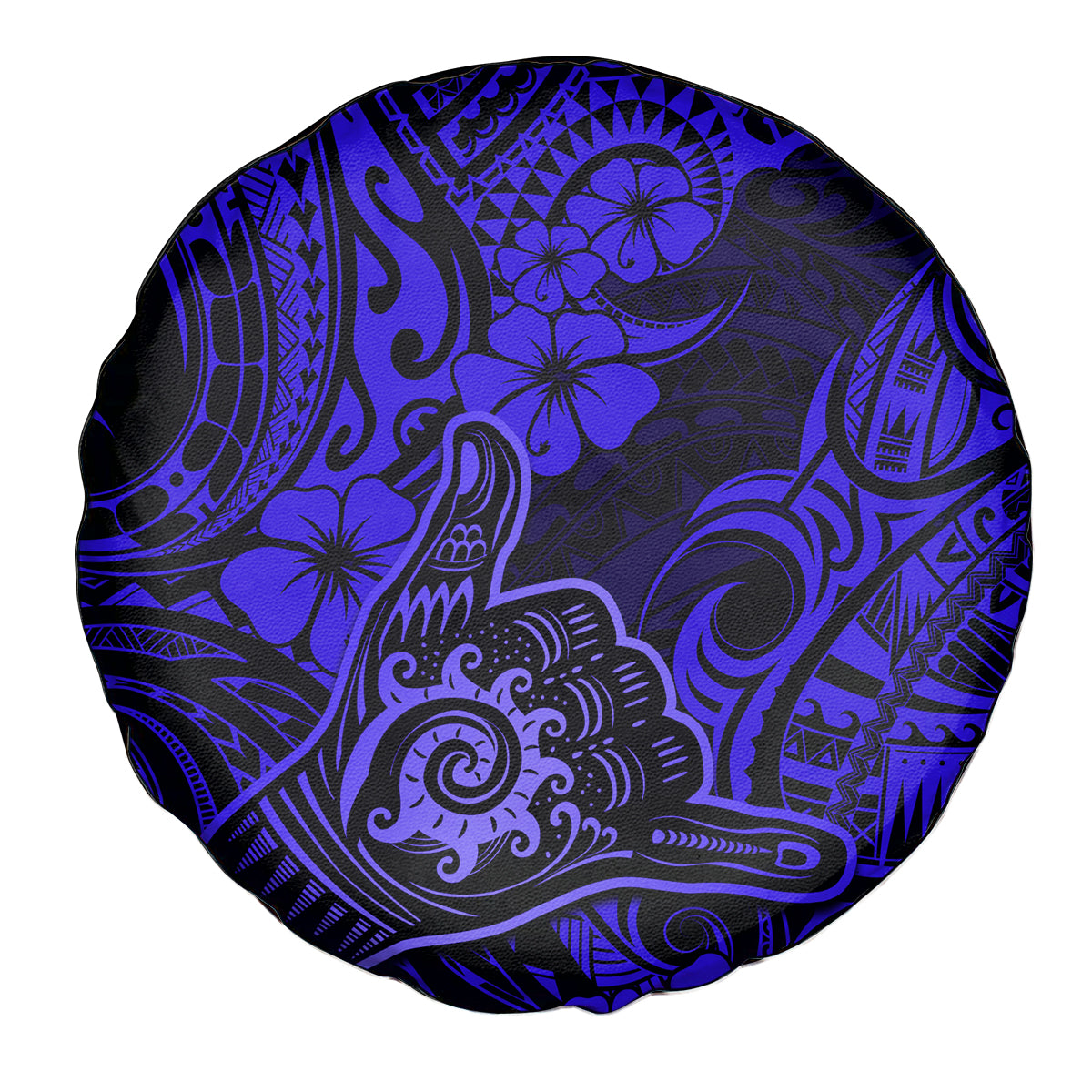 Hawaii Shaka Sign Spare Tire Cover With Polynesian Hibiscus Navy Blue Unique - Wonder Print Shop
