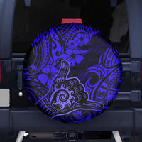 Hawaii Shaka Sign Spare Tire Cover With Polynesian Hibiscus Navy Blue Unique - Wonder Print Shop