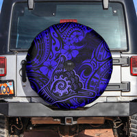Hawaii Shaka Sign Spare Tire Cover With Polynesian Hibiscus Navy Blue Unique - Wonder Print Shop