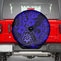 Hawaii Shaka Sign Spare Tire Cover With Polynesian Hibiscus Navy Blue Unique - Wonder Print Shop