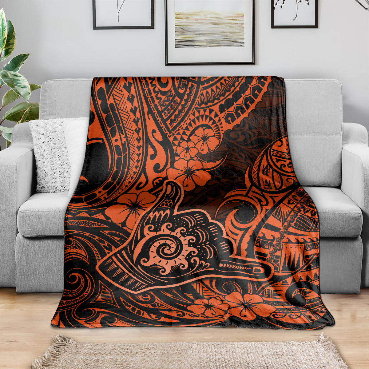 hawaii-shaka-sign-blanket-with-polynesian-hibiscus-orange-unique