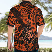 Hawaii Shaka Sign Hawaiian Shirt With Polynesian Hibiscus Orange Unique - Wonder Print Shop