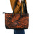 Hawaii Shaka Sign Leather Tote Bag With Polynesian Hibiscus Orange Unique - Wonder Print Shop