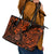 Hawaii Shaka Sign Leather Tote Bag With Polynesian Hibiscus Orange Unique - Wonder Print Shop