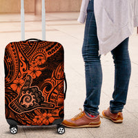 Hawaii Shaka Sign Luggage Cover With Polynesian Hibiscus Orange Unique - Wonder Print Shop