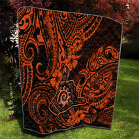 Hawaii Shaka Sign Quilt With Polynesian Hibiscus Orange Unique - Wonder Print Shop