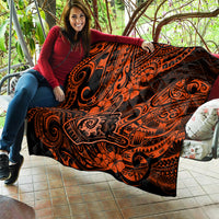 Hawaii Shaka Sign Quilt With Polynesian Hibiscus Orange Unique - Wonder Print Shop