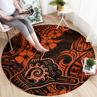 hawaii-shaka-sign-round-carpet-with-polynesian-hibiscus-orange-unique