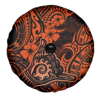 Hawaii Shaka Sign Spare Tire Cover With Polynesian Hibiscus Orange Unique - Wonder Print Shop