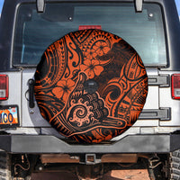 Hawaii Shaka Sign Spare Tire Cover With Polynesian Hibiscus Orange Unique - Wonder Print Shop