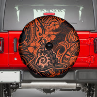 Hawaii Shaka Sign Spare Tire Cover With Polynesian Hibiscus Orange Unique - Wonder Print Shop