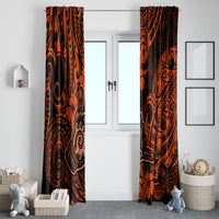 Hawaii Shaka Sign Window Curtain With Polynesian Hibiscus Orange Unique - Wonder Print Shop