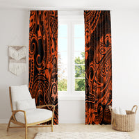 Hawaii Shaka Sign Window Curtain With Polynesian Hibiscus Orange Unique - Wonder Print Shop
